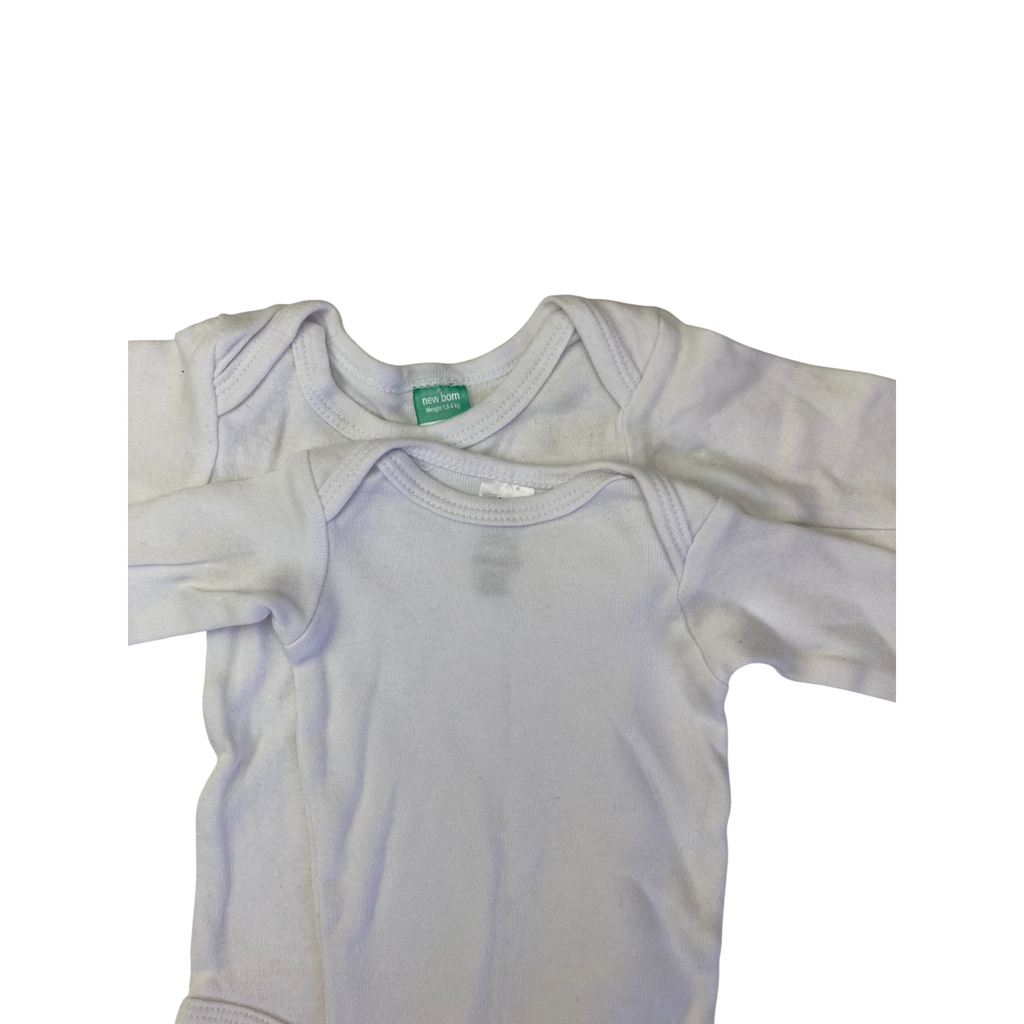 Newborn White Long Sleeve Bodysuit - Jet, Ackermans