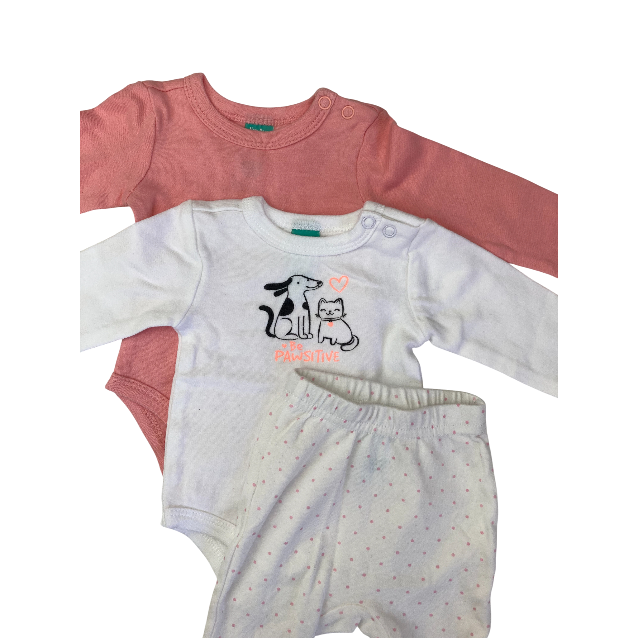 Newborn White & Pink Bodysuits & Leggings - Ackermans