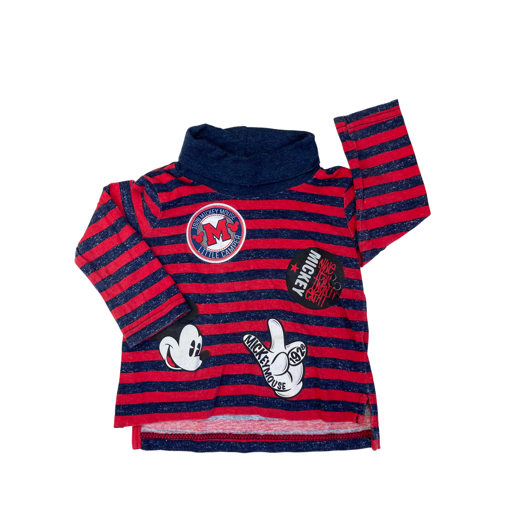 6-9M Red & Navy Blue Stripe Mickey Poloneck - Disney