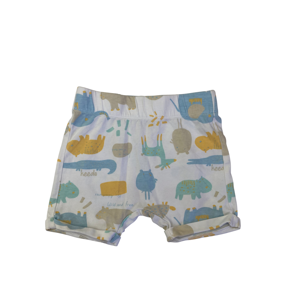 3-6M White & Pastel Animal Shorts - Keedo