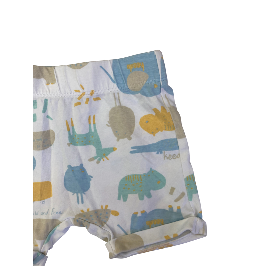 3-6M White & Pastel Animal Shorts - Keedo