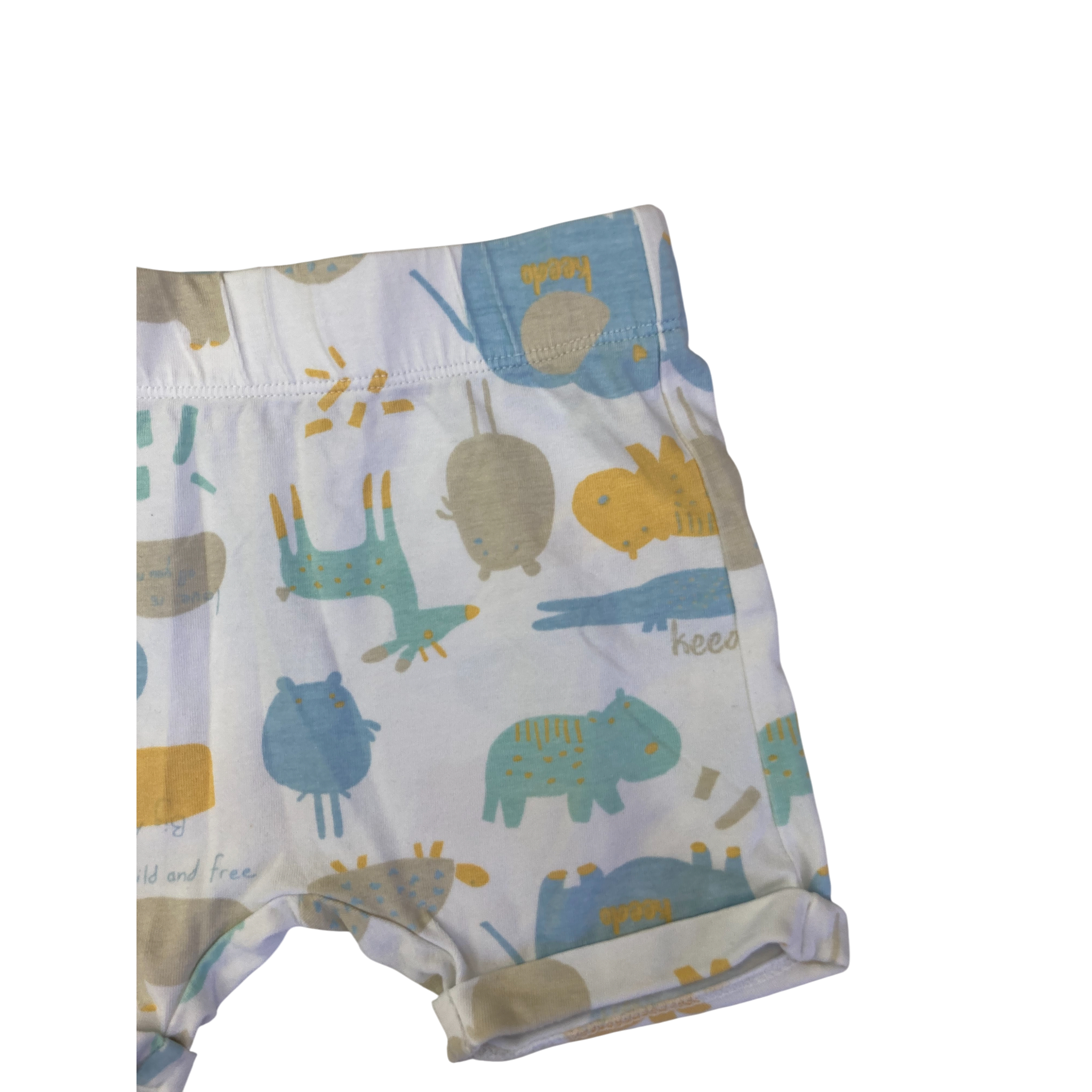 3-6M White & Pastel Animal Shorts - Keedo