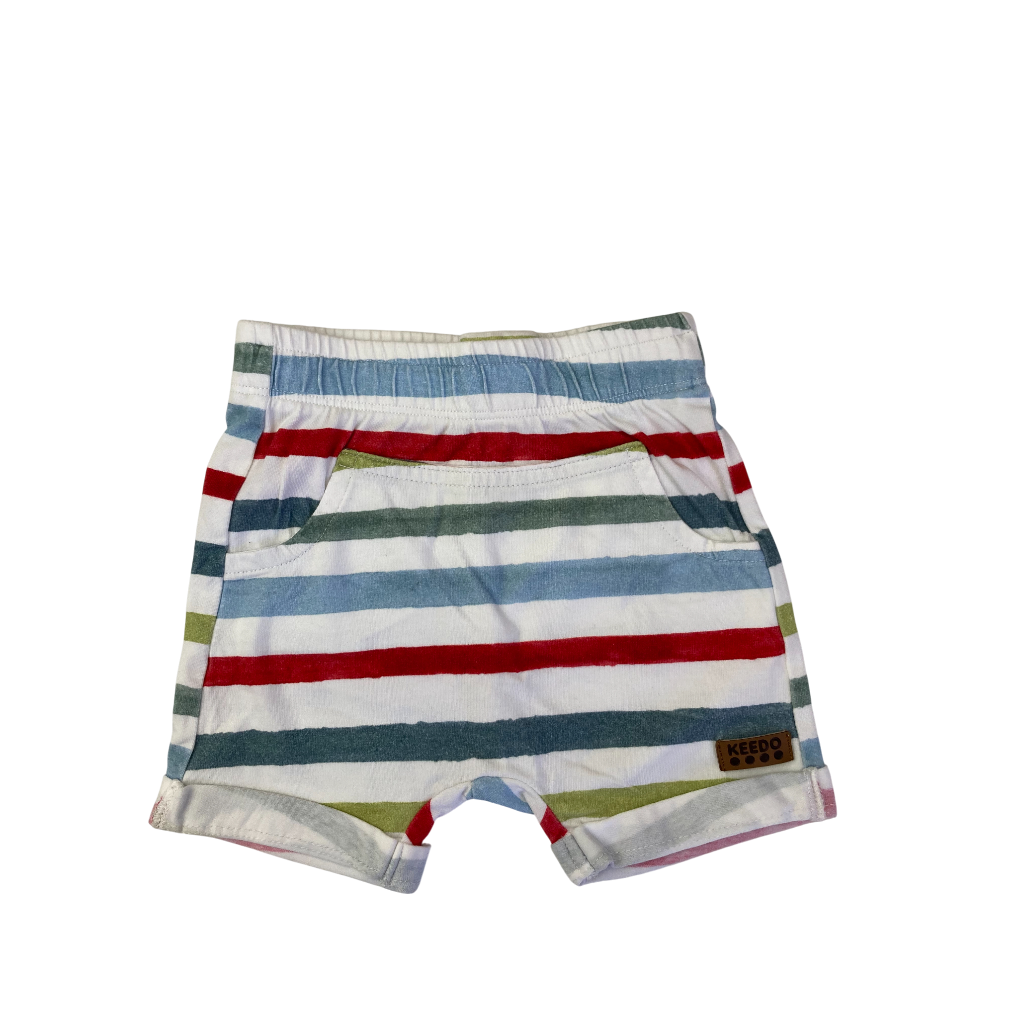 0-3M White Stripe Pocket Shorts - Keedo