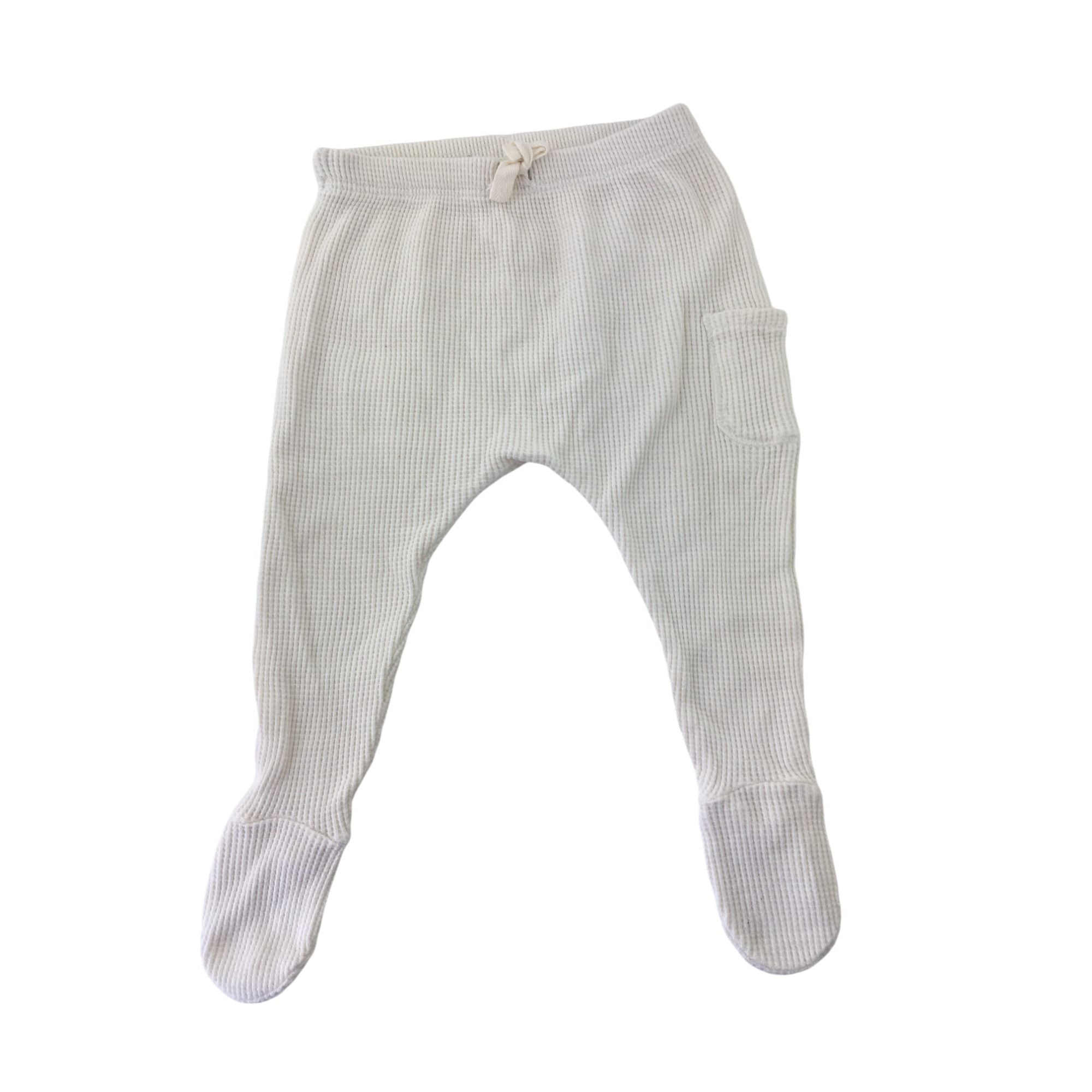 3-6M Cream Waffle Footed Leggings - Zara