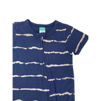 0-3M Navy Blue & Beige Stripe Zip Romper - Ackermans
