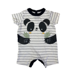 1-3M Cream Stripe Panda Romper - Woolworths