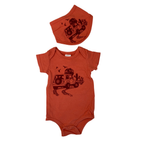 0-3M Orange & Maroon Jeep Print Bodysuit & Bib - OneTwoThree