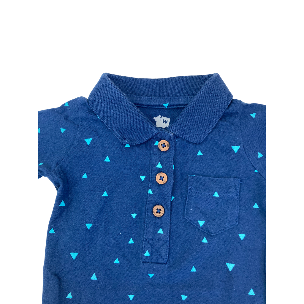 1-3M Navy Blue & Aqua Triangle Golfer Bodysuit - Woolworths