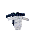 Newborn White & Navy Blue Long Sleeve Bodysuits - Ackermans