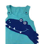 3-6M Aqua & Navy Blue Dinosaur Cotton Overall - Real