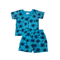 0-3M Aqua & Navy Blue Palm Tree Summer Set - Cuddlesome