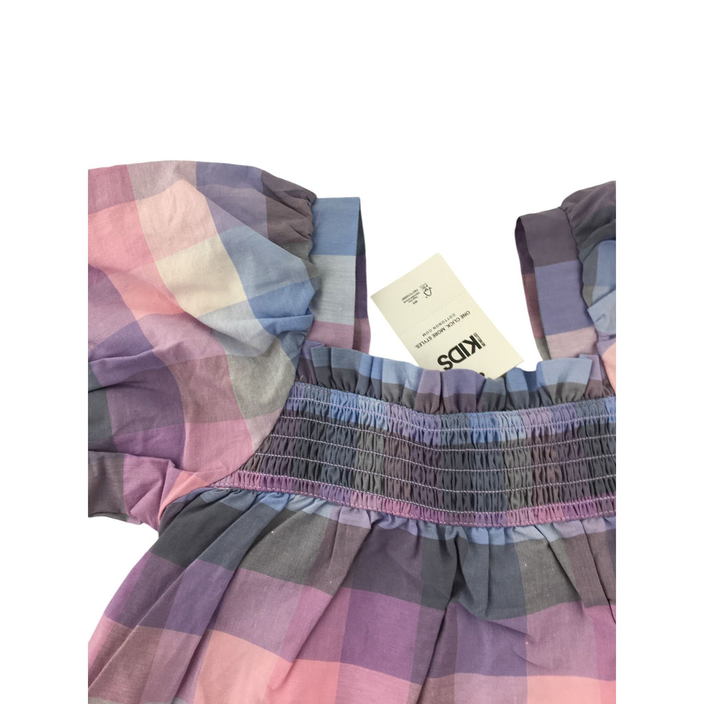 4Y Blue-Purple Check Sophie Puff Sleeve Blouse - Cotton On