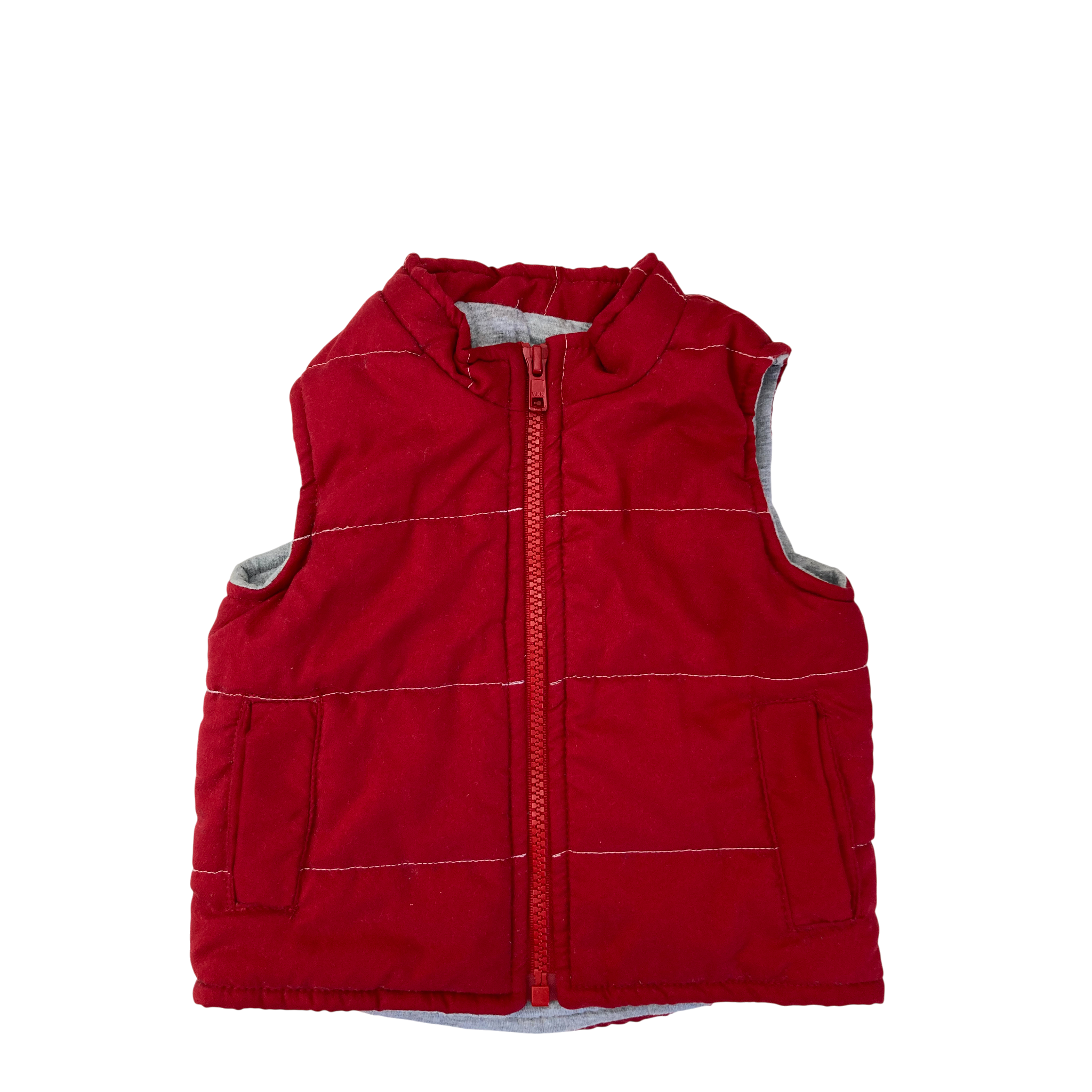 6-9M Red Lined Puffer Bodywarmer - Keedo