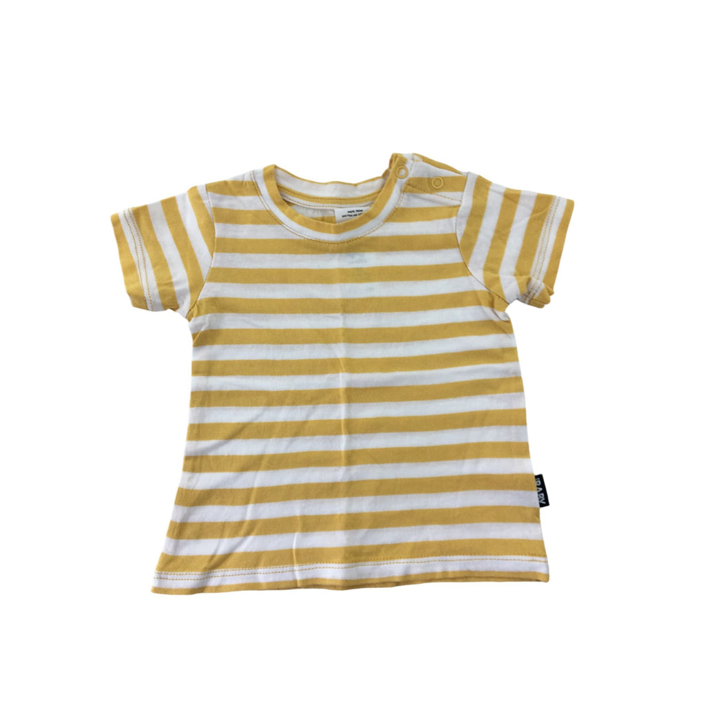 0-3M Mustard Yellow & White Stripe T Shirt - Cotton On