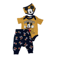 Newborn Mustard & Navy Blue Mickey Bodysuit, Leggings & Bib - Disney
