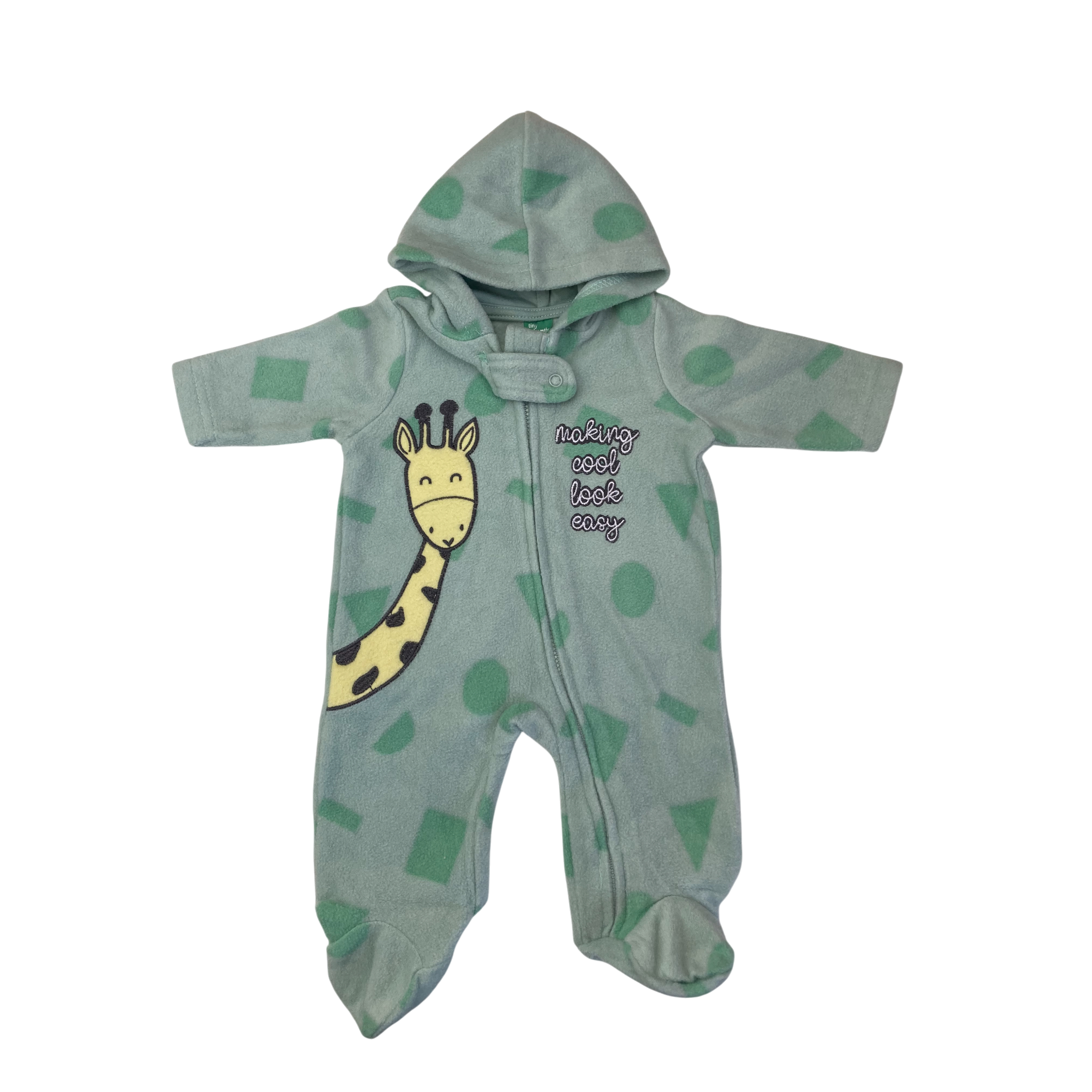 Prem - Mint Green Fleece Giraffe Zip Onesie - Ackermans