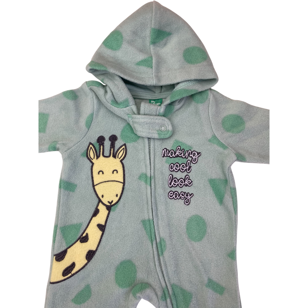 Prem - Mint Green Fleece Giraffe Zip Onesie - Ackermans
