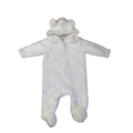 0-3M White Teddy Fleece Zip Onesie - Cuddlesome