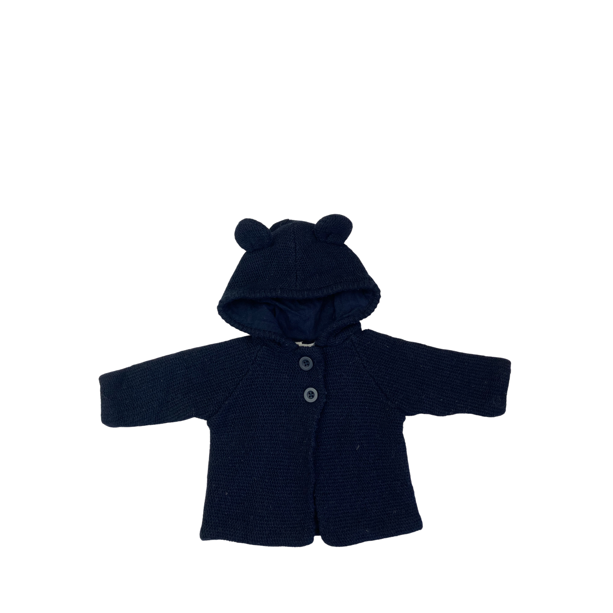 Newborn Navy Blue Knit Hooded Cardigan - Cotton On