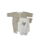 Newborn Cream Stripe Bodysuit & Snap Onesie - Mother's Choice