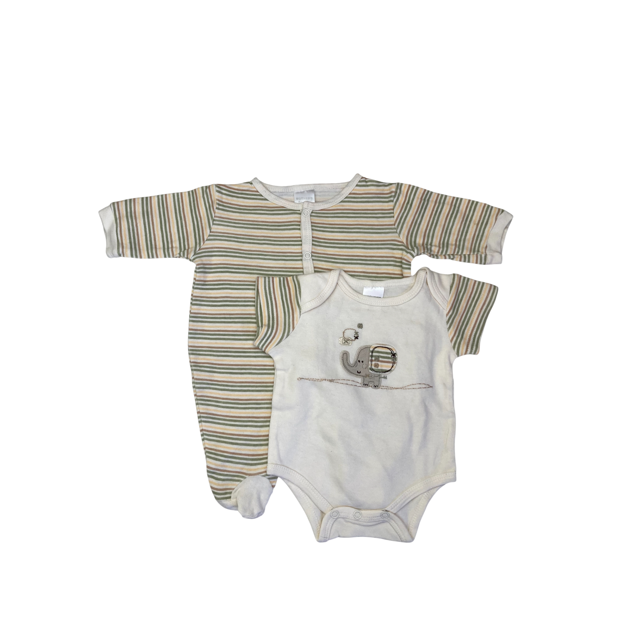 Newborn Cream Stripe Bodysuit & Snap Onesie - Mother's Choice