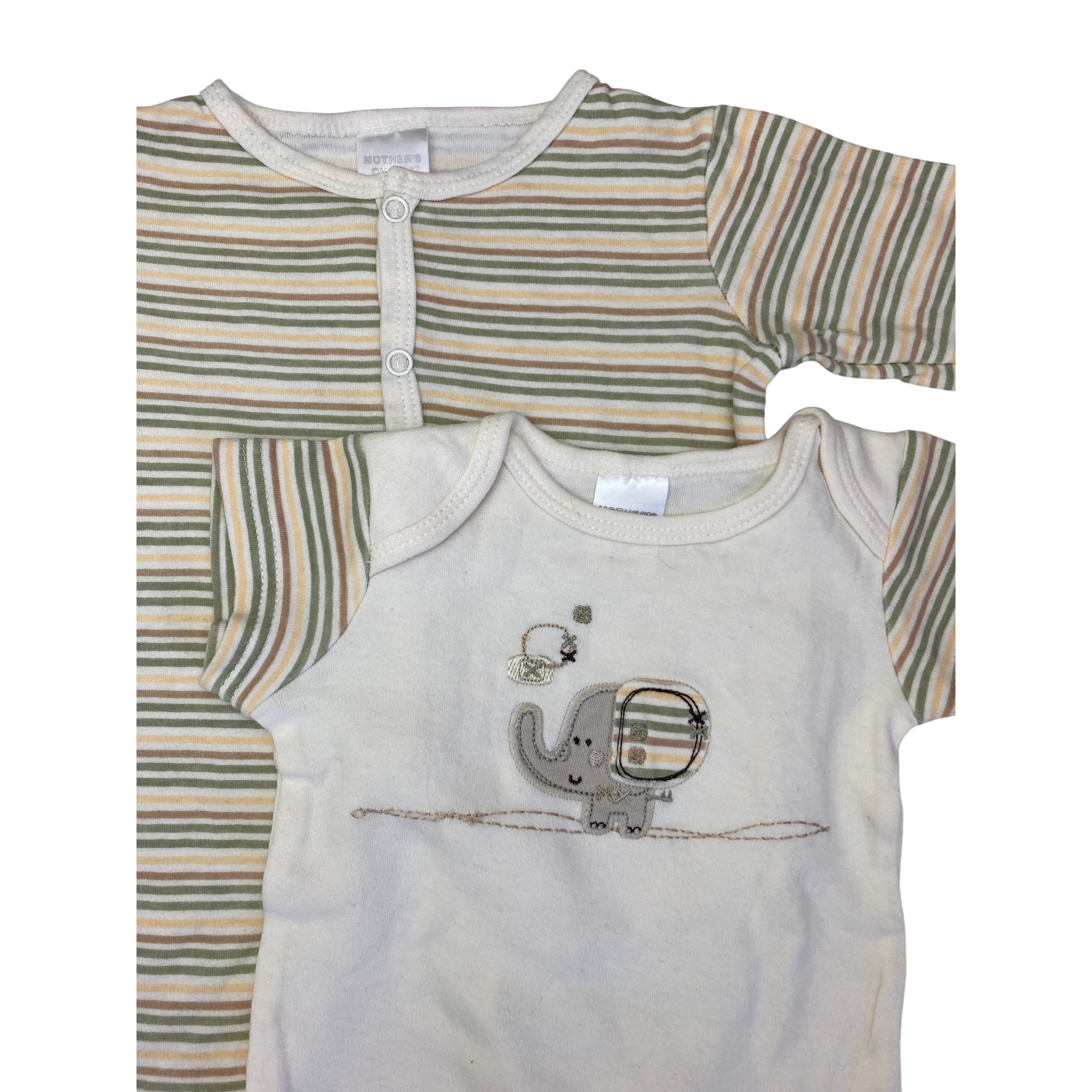 Newborn Cream Stripe Bodysuit & Snap Onesie - Mother's Choice