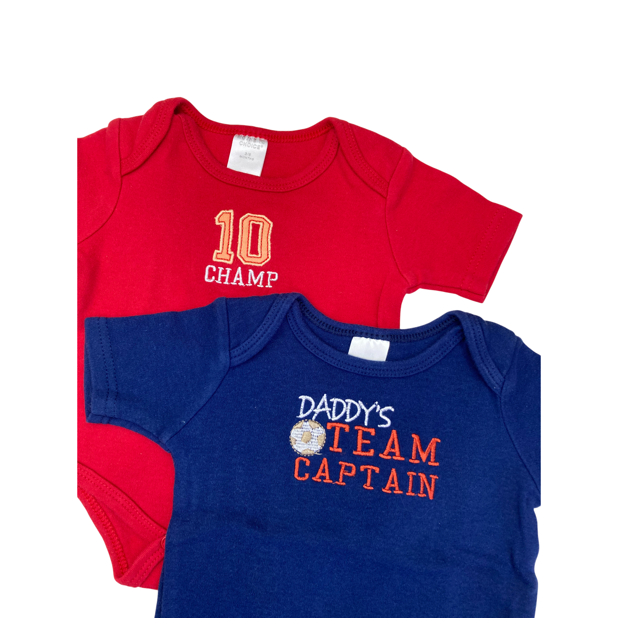 3-6M Red & Blue Sport Bodysuits - Mother's Choice