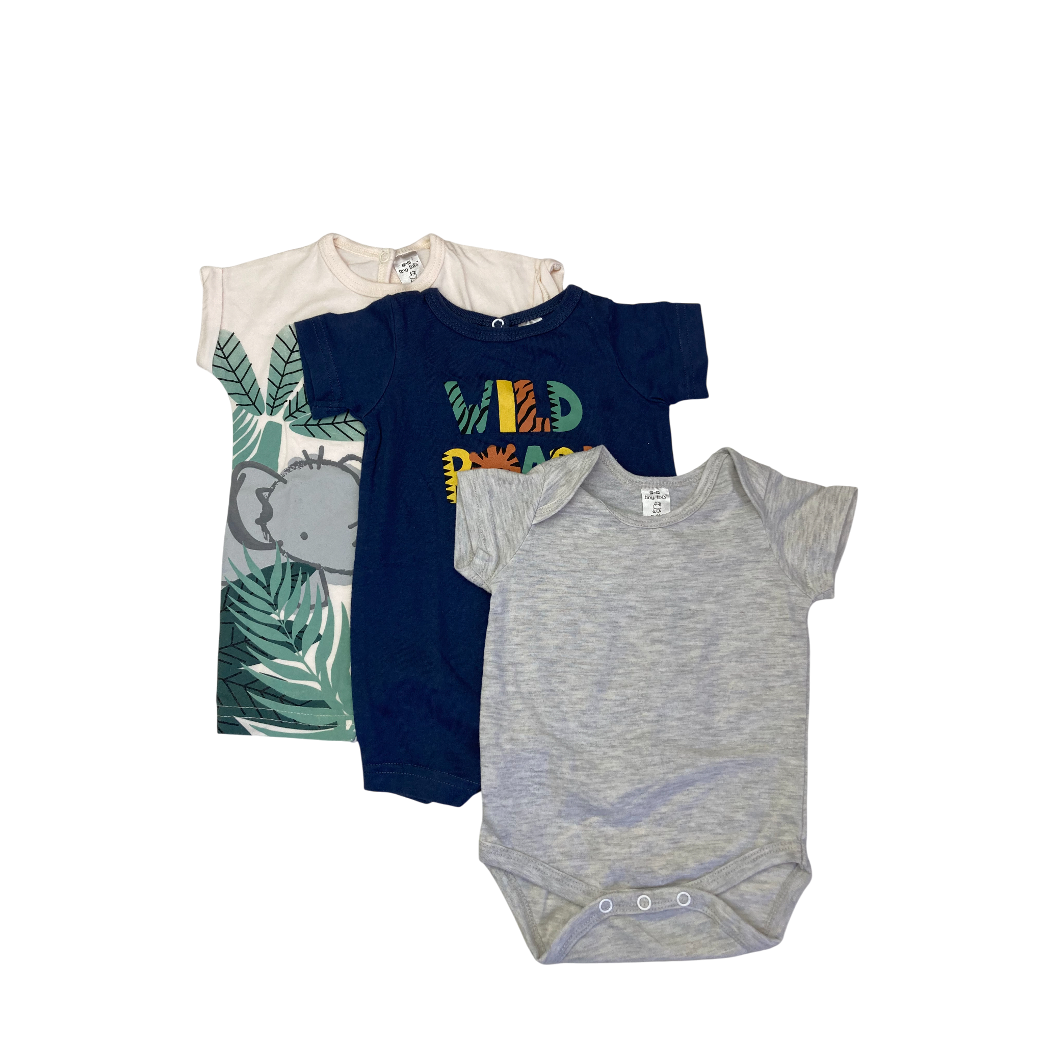 Newborn Cream & Blue Animal Rompers & Bodysuit - Tiny Tots