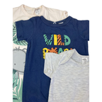 Newborn Cream & Blue Animal Rompers & Bodysuit - Tiny Tots