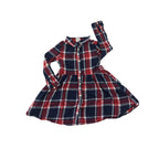 US 12-18M Navy Blue & Red Plaid Shirt Dress - H&M