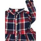 US 12-18M Navy Blue & Red Plaid Shirt Dress - H&M
