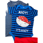 0-6M Blue Bodysuits & Red Sleeveless Top - Cuddlesome, Real