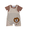 9-12M Beige & Ruse Lion Dungaree & Bodysuit - Shein