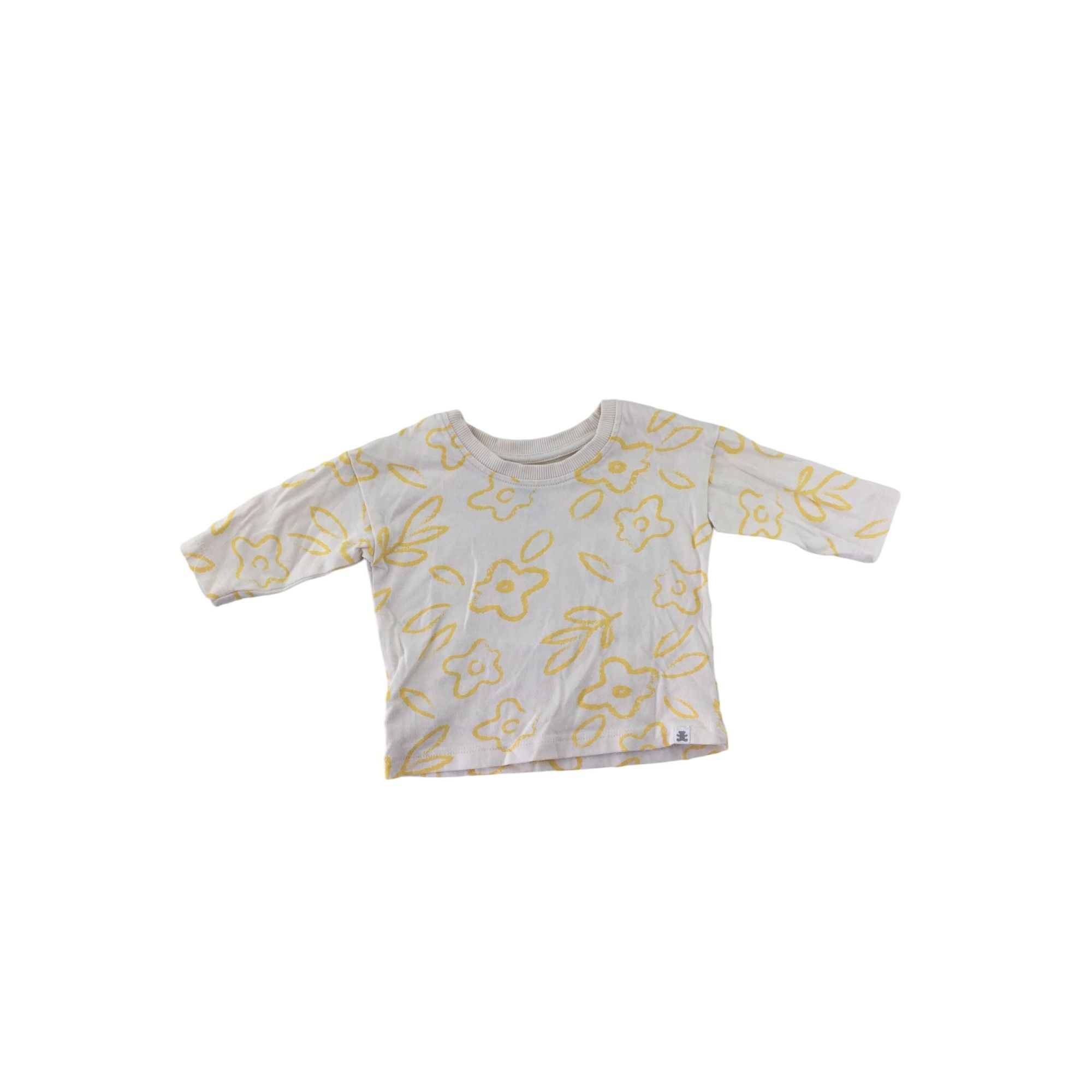 1-3M Cream & Yellow Flower Long Sleeve Top - Woolworths