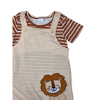 9-12M Beige & Ruse Lion Dungaree & Bodysuit - Shein