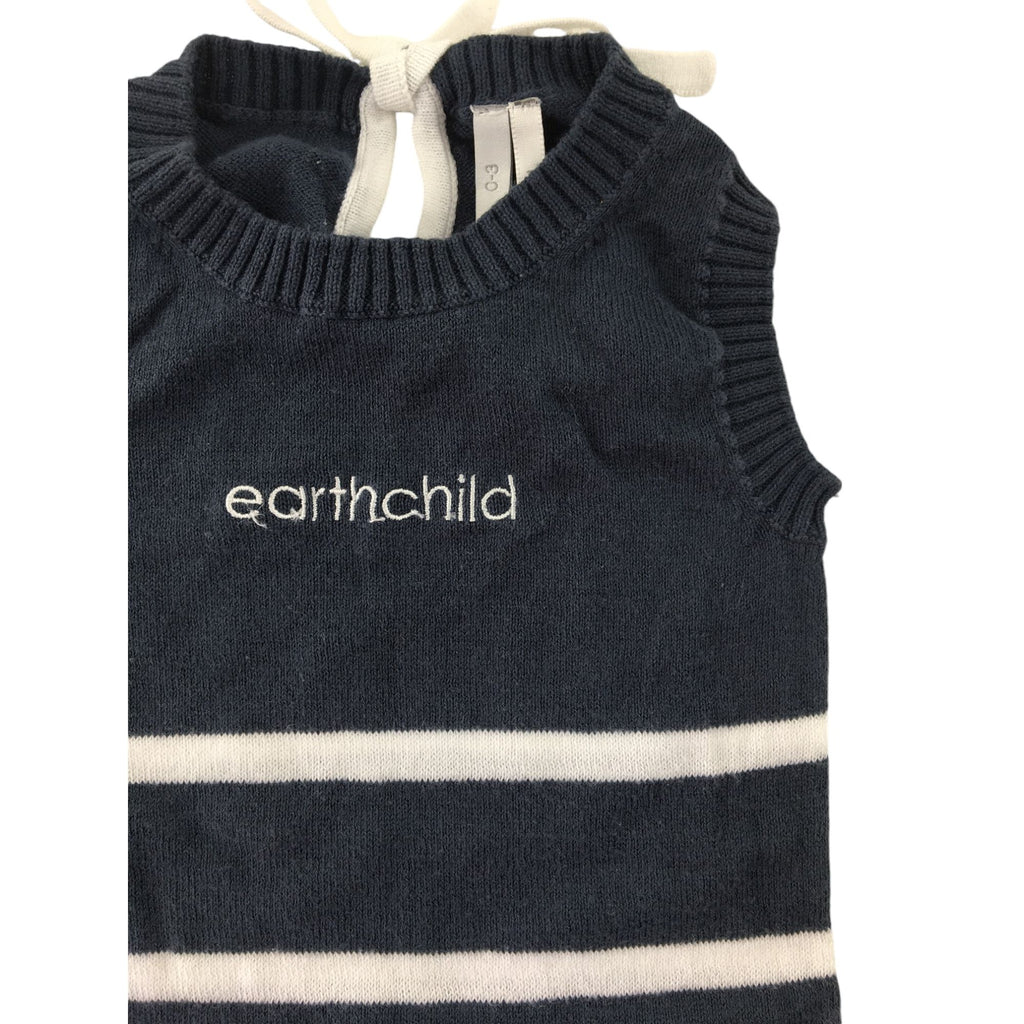 0-3M Blue & White Stripe Knit Romper - Earthchild