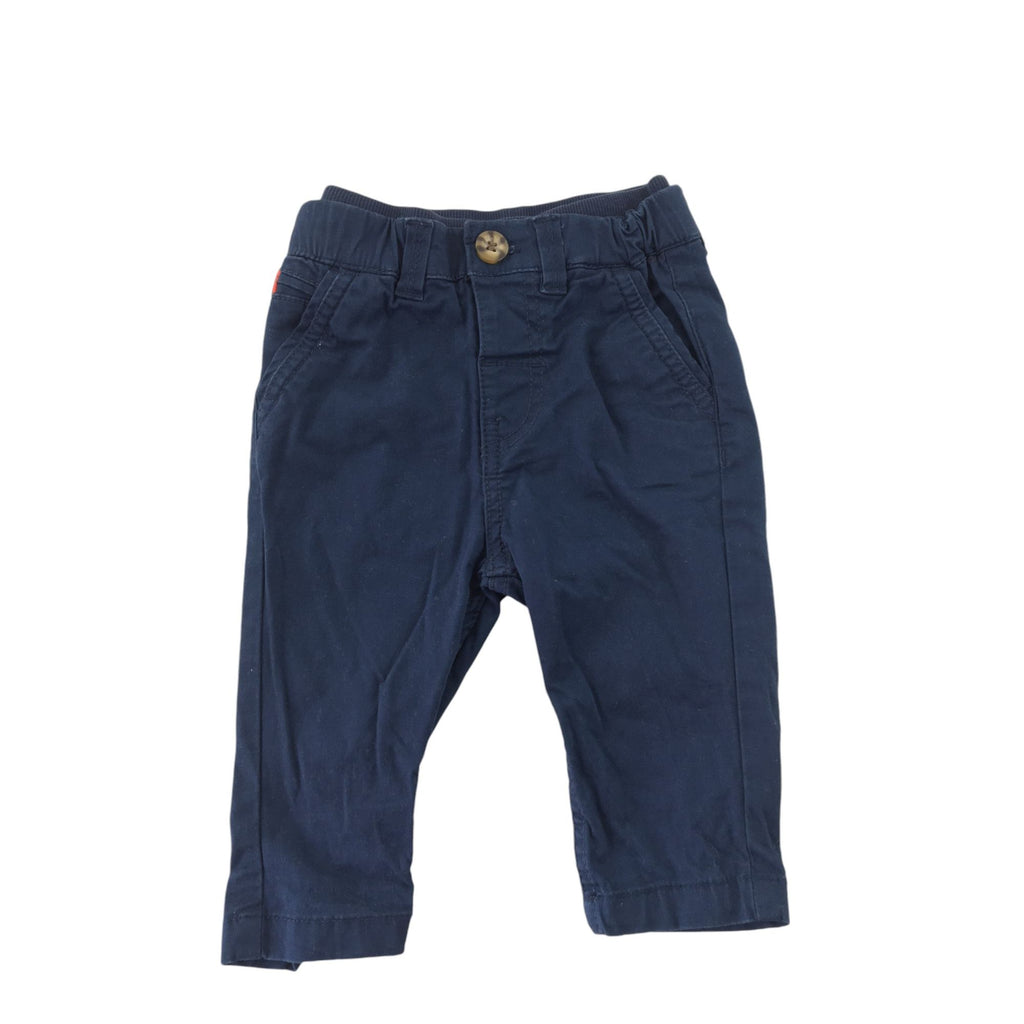6-9M Navy Blue Double Waistband Chinos - Mothercare