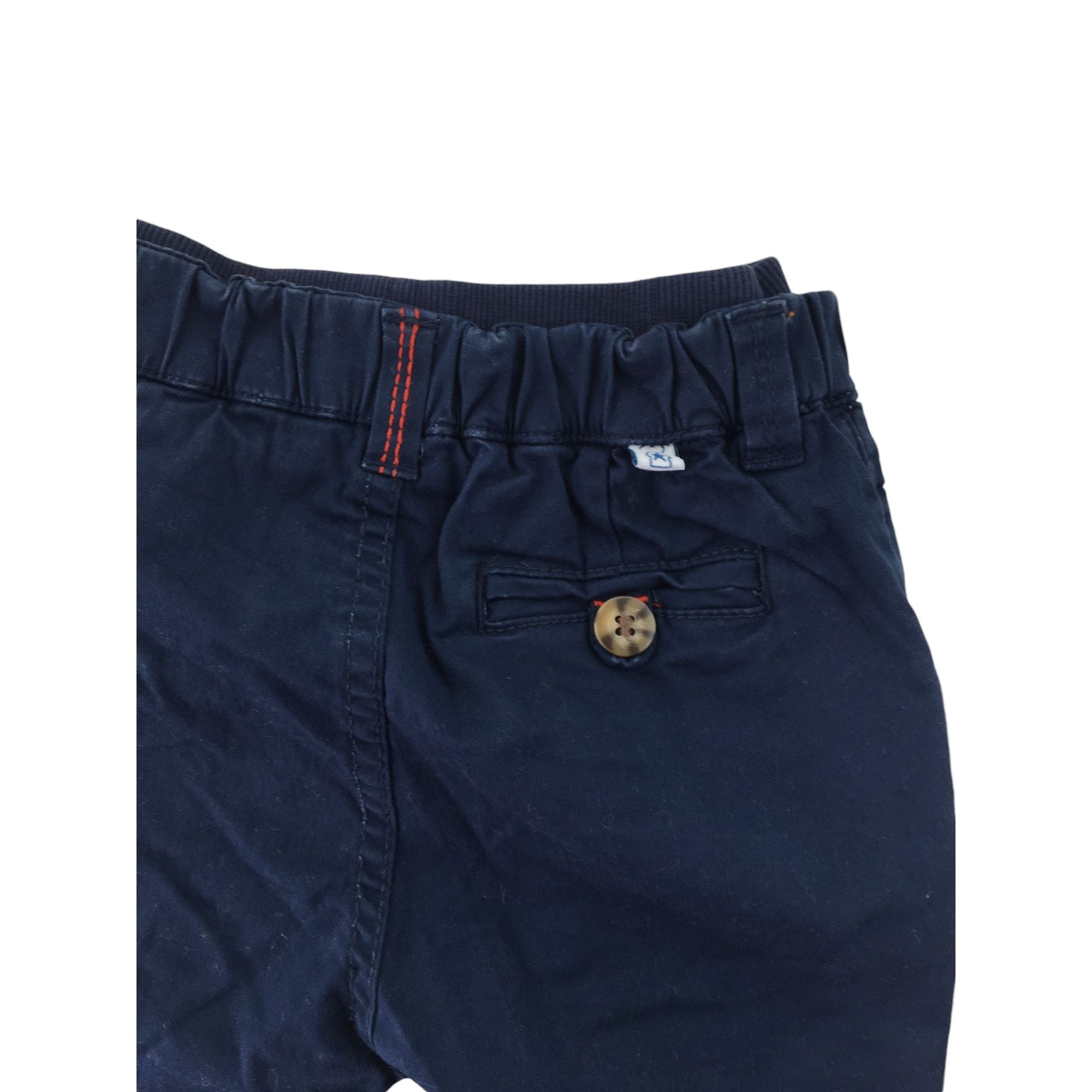 6-9M Navy Blue Double Waistband Chinos - Mothercare