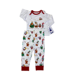 3-6M White & Red Christmas Long Sleep Set - Nutmeg
