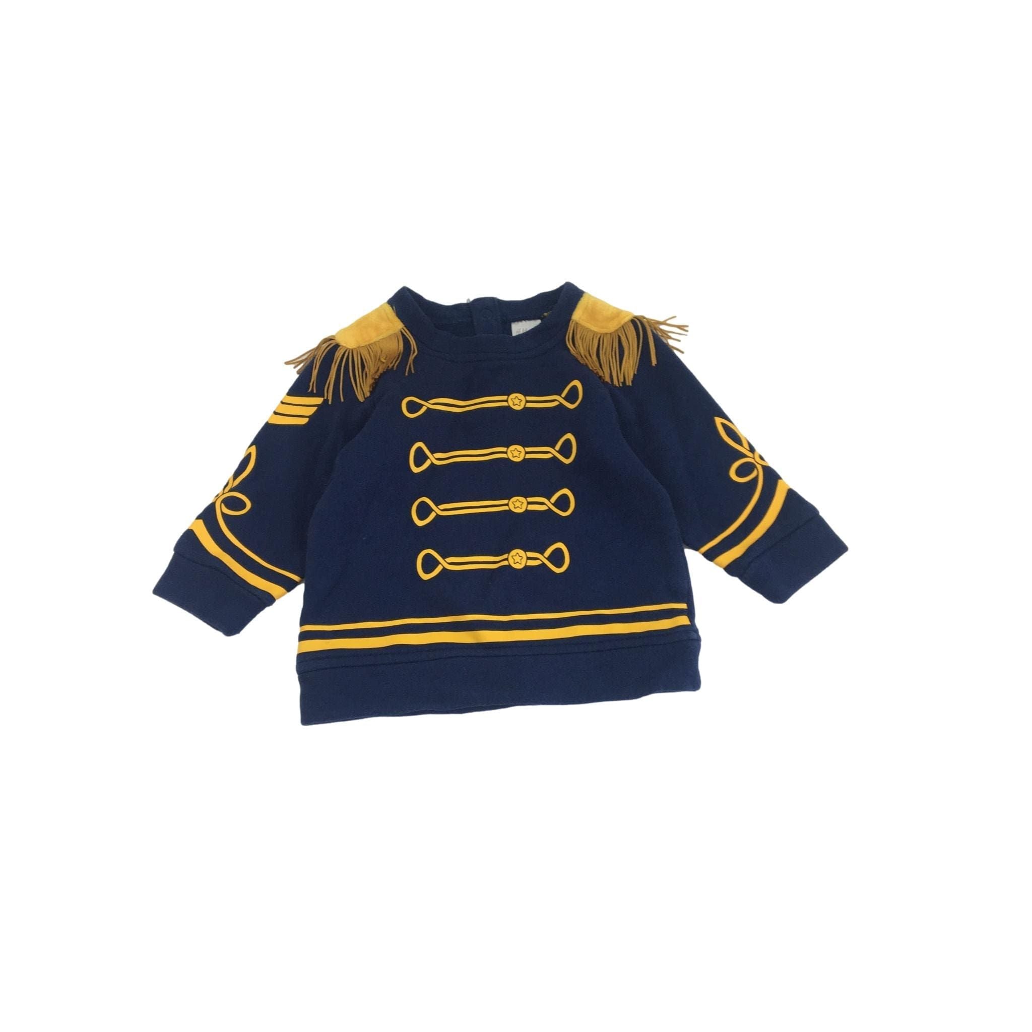 US 4-6M Navy & Yellow Band Fringe Sweater - H&M