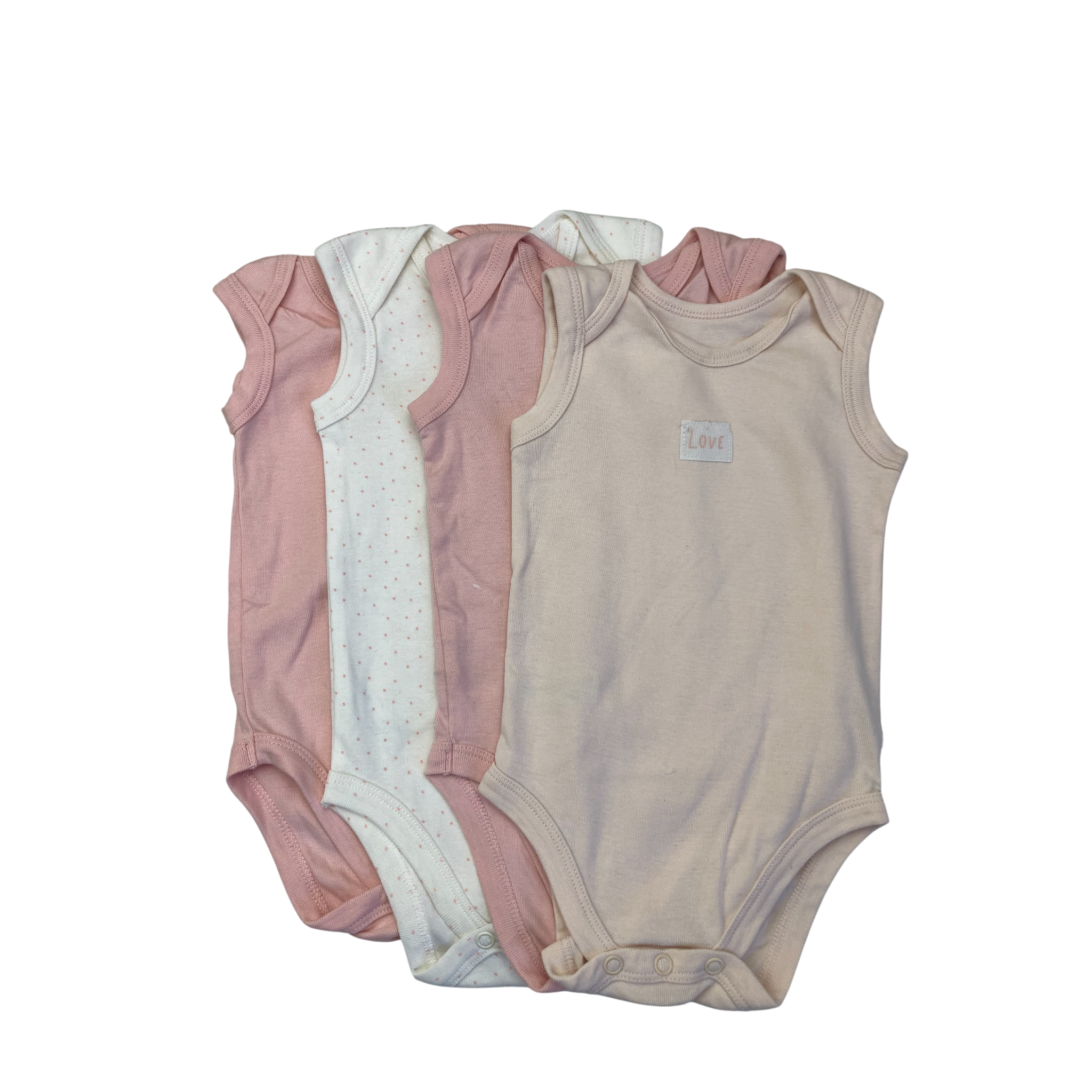 3-6M Pink & Cream Sleeveless Set Of 4 Bodysuits - Woolworths