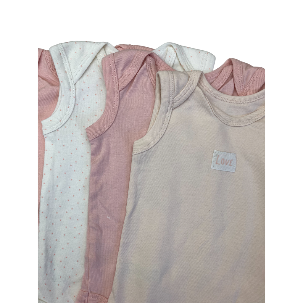3-6M Pink & Cream Sleeveless Set Of 4 Bodysuits - Woolworths