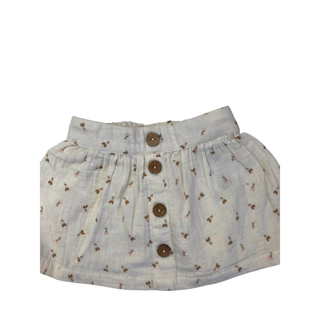 6M Cream Floral Cotton Gauze Skirt - Cuddles & Smiles