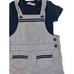 6M Navy Blue & White Stripe Overalls & T Shirt - Balela