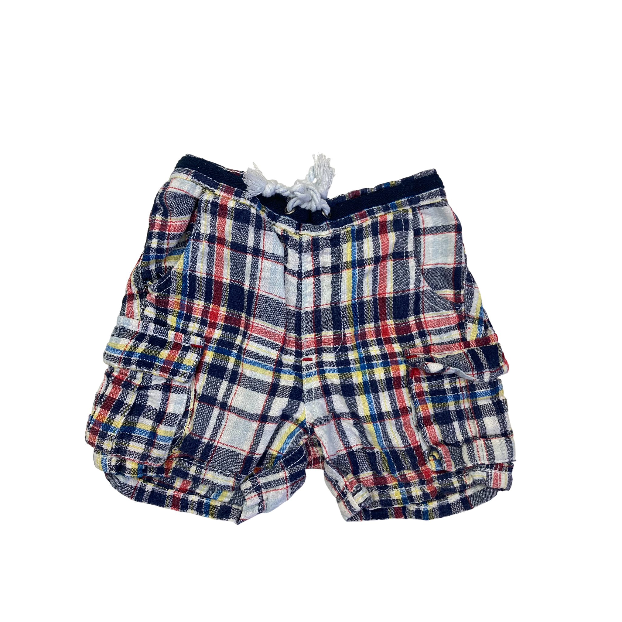 3-6M Plaid Drawstring Cotton Shorts - Woolworths