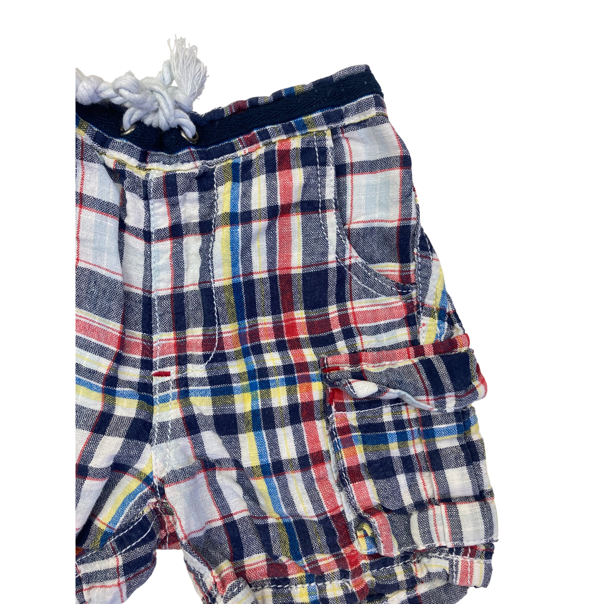 3-6M Plaid Drawstring Cotton Shorts - Woolworths