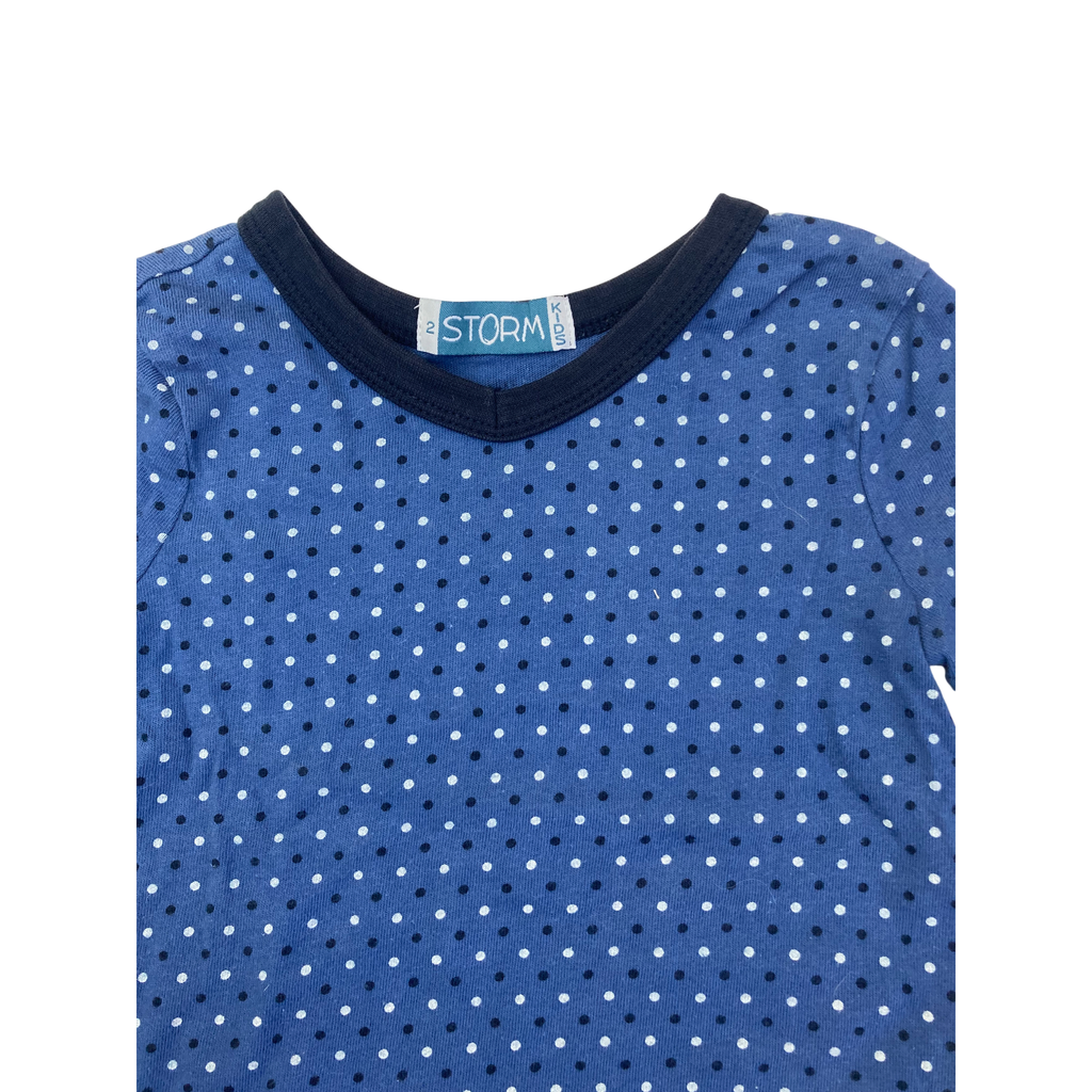 2Y Blue Dotted V Neck T Shirt - Storm Kids