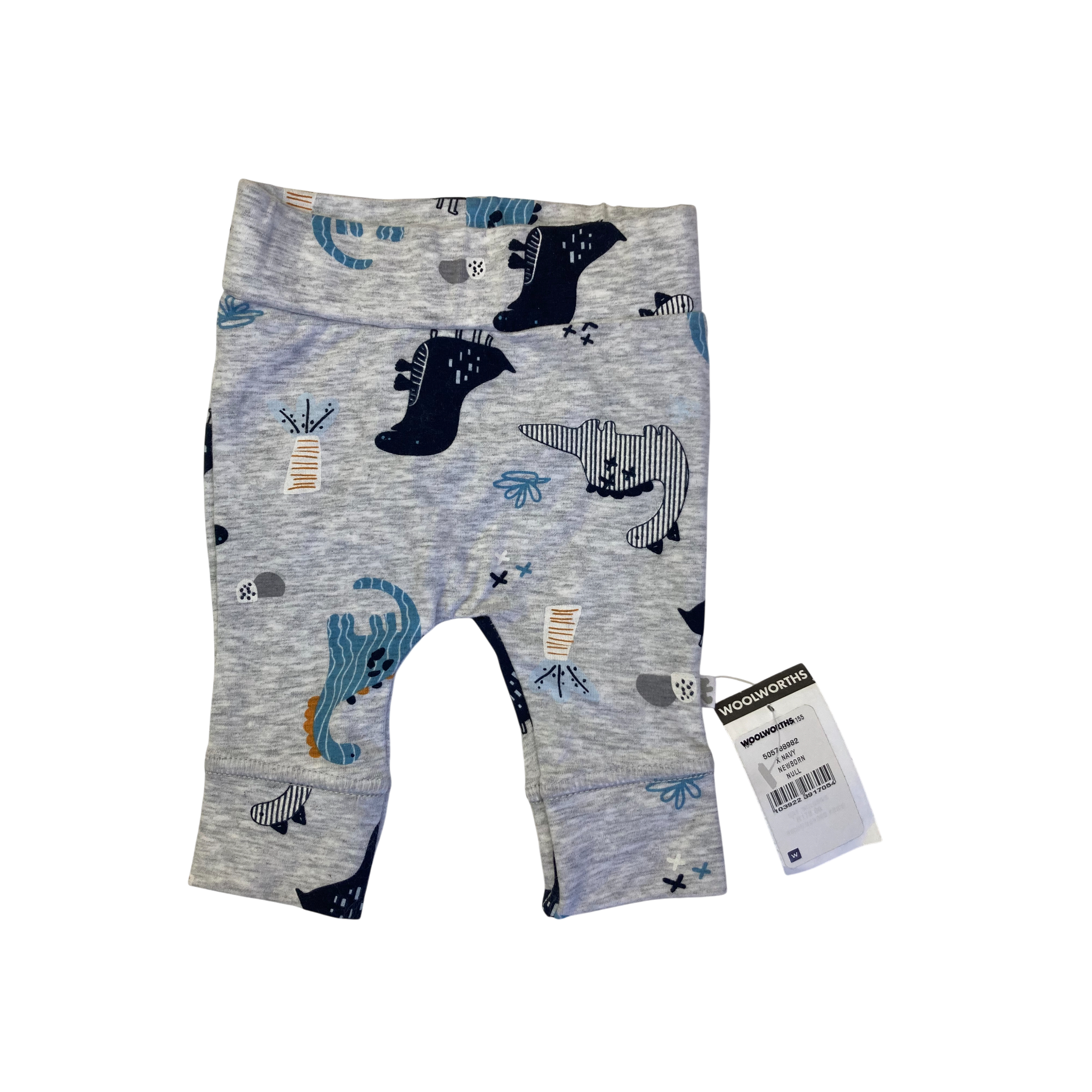Newborn Grey & Blue Dinosaur Leggings - Woolworths