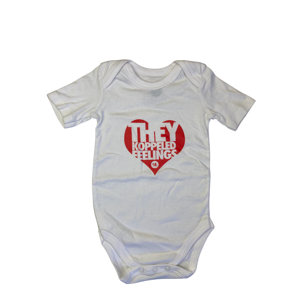 6-12M White & Red Heart "Koppeled Feelings" Bodysuit - Vannie Kaap