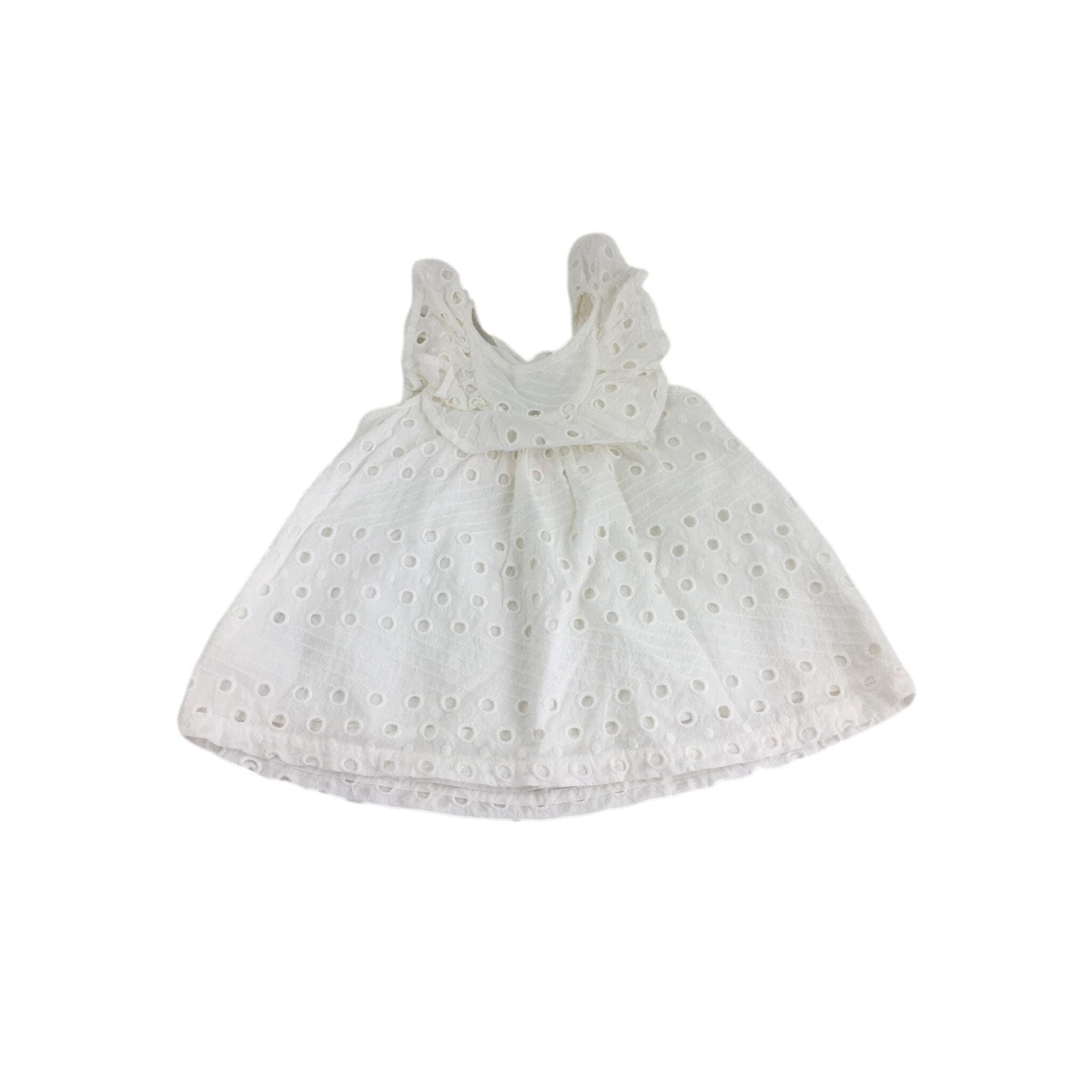 3-6M White Eyelet Frill Dress - Country Road